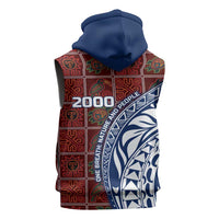 Indigenous Regions of Panama Guna de Wargandí Sleeveless Zip Hoodie with Tribal Pattern and Blue White Nature and People - Wonder Print Shop