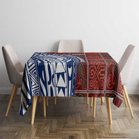 Indigenous Regions of Panama Guna de Wargandí Tablecloth with Tribal Pattern and Blue White Nature and People - Wonder Print Shop