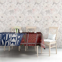 Indigenous Regions of Panama Guna de Wargandí Tablecloth with Tribal Pattern and Blue White Nature and People - Wonder Print Shop