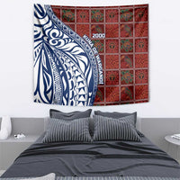 Indigenous Regions of Panama Guna de Wargandí Tapestry with Tribal Pattern and Blue White Nature and People - Wonder Print Shop