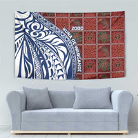 Indigenous Regions of Panama Guna de Wargandí Tapestry with Tribal Pattern and Blue White Nature and People - Wonder Print Shop