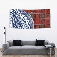 Indigenous Regions of Panama Guna de Wargandí Tapestry with Tribal Pattern and Blue White Nature and People - Wonder Print Shop