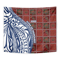 Indigenous Regions of Panama Guna de Wargandí Tapestry with Tribal Pattern and Blue White Nature and People - Wonder Print Shop