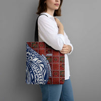 Indigenous Regions of Panama Guna de Wargandí Tote Bag with Tribal Pattern and Blue White Nature and People - Wonder Print Shop