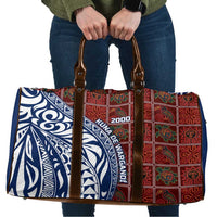 Indigenous Regions of Panama Guna de Wargandí Travel Bag with Tribal Pattern and Blue White Nature and People - Wonder Print Shop