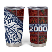 Indigenous Regions of Panama Guna de Wargandí Tumbler Cup with Tribal Pattern and Blue White Nature and People - Wonder Print Shop