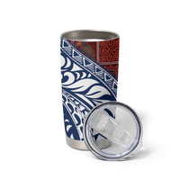 Indigenous Regions of Panama Guna de Wargandí Tumbler Cup with Tribal Pattern and Blue White Nature and People - Wonder Print Shop