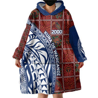 Indigenous Regions of Panama Guna de Wargandí Wearable Blanket Hoodie with Tribal Pattern and Blue White Nature and People - Wonder Print Shop