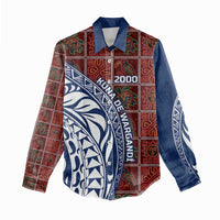 Indigenous Regions of Panama Guna de Wargandí Women Casual Shirt with Tribal Pattern and Blue White Nature and People - Wonder Print Shop