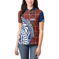 Indigenous Regions of Panama Guna de Wargandí Women Polo Shirt with Tribal Pattern and Blue White Nature and People - Wonder Print Shop