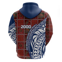 Indigenous Regions of Panama Guna de Wargandí Zip Hoodie with Tribal Pattern and Blue White Nature and People - Wonder Print Shop