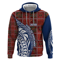 Indigenous Regions of Panama Guna de Wargandí Zip Hoodie with Tribal Pattern and Blue White Nature and People - Wonder Print Shop