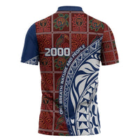 Indigenous Regions of Panama Guna de Wargandí Zipper Polo Shirt with Tribal Pattern and Blue White Nature and People - Wonder Print Shop