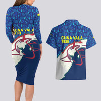 Indigenous Regions of Panama Guna Yala Couples Matching Long Sleeve Bodycon Dress and Hawaiian Shirt with Regional Map Lobster Graphic and Coral Pattern 1938 - Wonder Print Shop