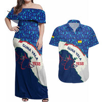Indigenous Regions of Panama Guna Yala Couples Matching Off Shoulder Maxi Dress and Hawaiian Shirt with Regional Map Lobster Graphic and Coral Pattern 1938 - Wonder Print Shop