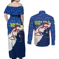 Indigenous Regions of Panama Guna Yala Couples Matching Off Shoulder Maxi Dress and Long Sleeve Button Shirt with Regional Map Lobster Graphic and Coral Pattern 1938 - Wonder Print Shop