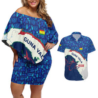 Indigenous Regions of Panama Guna Yala Couples Matching Off Shoulder Short Dress and Hawaiian Shirt with Regional Map Lobster Graphic and Coral Pattern 1938 - Wonder Print Shop