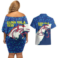 Indigenous Regions of Panama Guna Yala Couples Matching Off Shoulder Short Dress and Hawaiian Shirt with Regional Map Lobster Graphic and Coral Pattern 1938 - Wonder Print Shop