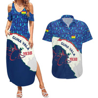 Indigenous Regions of Panama Guna Yala Couples Matching Summer Maxi Dress and Hawaiian Shirt with Regional Map Lobster Graphic and Coral Pattern 1938 - Wonder Print Shop