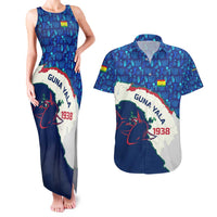 Indigenous Regions of Panama Guna Yala Couples Matching Tank Maxi Dress and Hawaiian Shirt with Regional Map Lobster Graphic and Coral Pattern 1938 - Wonder Print Shop