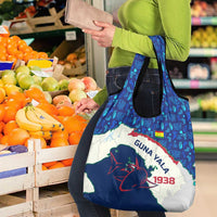 Indigenous Regions of Panama Guna Yala Grocery Bag with Regional Map Lobster Graphic and Coral Pattern 1938 - Wonder Print Shop