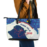 Indigenous Regions of Panama Guna Yala Leather Tote Bag with Regional Map Lobster Graphic and Coral Pattern 1938 - Wonder Print Shop