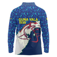 Indigenous Regions of Panama Guna Yala Long Sleeve Polo Shirt with Regional Map Lobster Graphic and Coral Pattern 1938 - Wonder Print Shop