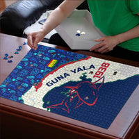 Indigenous Regions of Panama Guna Yala Puzzle with Regional Map Lobster Graphic and Coral Pattern 1938 - Wonder Print Shop