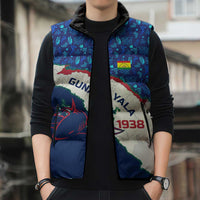 Indigenous Regions of Panama Guna Yala Sleeveless Puffer Jacket with Regional Map Lobster Graphic and Coral Pattern 1938 - Wonder Print Shop