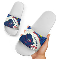 Indigenous Regions of Panama Guna Yala Slide Sandals with Regional Map Lobster Graphic and Coral Pattern 1938 - Wonder Print Shop