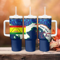 Indigenous Regions of Panama Guna Yala Tumbler With Handle with Regional Map Lobster Graphic and Coral Pattern 1938 - Wonder Print Shop