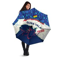 Indigenous Regions of Panama Guna Yala Umbrella with Regional Map Lobster Graphic and Coral Pattern 1938 - Wonder Print Shop
