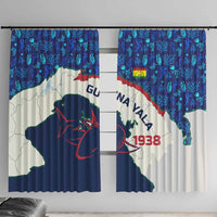 Indigenous Regions of Panama Guna Yala Window Curtain with Regional Map Lobster Graphic and Coral Pattern 1938 - Wonder Print Shop