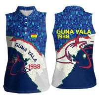 Indigenous Regions of Panama Guna Yala Women Sleeveless Polo Shirt with Regional Map Lobster Graphic and Coral Pattern 1938 - Wonder Print Shop