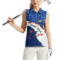 Indigenous Regions of Panama Guna Yala Women Sleeveless Polo Shirt with Regional Map Lobster Graphic and Coral Pattern 1938 - Wonder Print Shop