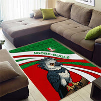 Indigenous Regions of Panama Ngabe-Bugle Area Rug with Harpy Eagle Graphic and Green Red Tribal Pattern 1997 - Wonder Print Shop