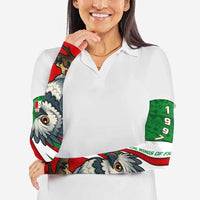Indigenous Regions of Panama Ngabe-Bugle Arm Sleeves with Harpy Eagle Graphic and Green Red Tribal Pattern 1997 - Wonder Print Shop