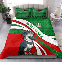 Indigenous Regions of Panama Ngabe-Bugle Bedding Set with Harpy Eagle Graphic and Green Red Tribal Pattern 1997 - Wonder Print Shop