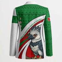 Indigenous Regions of Panama Ngabe-Bugle Blazer with Harpy Eagle Graphic and Green Red Tribal Pattern 1997 - Wonder Print Shop