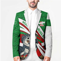 Indigenous Regions of Panama Ngabe-Bugle Blazer with Harpy Eagle Graphic and Green Red Tribal Pattern 1997 - Wonder Print Shop