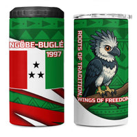 Indigenous Regions of Panama Ngabe-Bugle 4 in 1 Can Cooler Tumbler with Harpy Eagle Graphic and Green Red Tribal Pattern 1997 - Wonder Print Shop