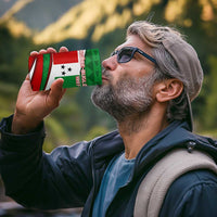 Indigenous Regions of Panama Ngabe-Bugle 4 in 1 Can Cooler Tumbler with Harpy Eagle Graphic and Green Red Tribal Pattern 1997 - Wonder Print Shop