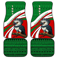 Indigenous Regions of Panama Ngabe-Bugle Car Mats with Harpy Eagle Graphic and Green Red Tribal Pattern 1997 - Wonder Print Shop