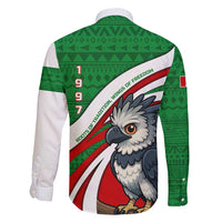 Indigenous Regions of Panama Ngabe-Bugle Family Matching Puletasi and Hawaiian Shirt with Harpy Eagle Graphic and Green Red Tribal Pattern 1997 - Wonder Print Shop