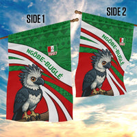 Indigenous Regions of Panama Ngabe-Bugle Garden Flag with Harpy Eagle Graphic and Green Red Tribal Pattern 1997 - Wonder Print Shop