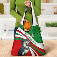 Indigenous Regions of Panama Ngabe-Bugle Grocery Bag with Harpy Eagle Graphic and Green Red Tribal Pattern 1997 - Wonder Print Shop