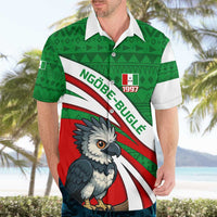 Indigenous Regions of Panama Ngabe-Bugle Hawaiian Shirt with Harpy Eagle Graphic and Green Red Tribal Pattern 1997 - Wonder Print Shop