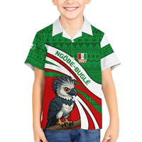 Indigenous Regions of Panama Ngabe-Bugle Hawaiian Shirt with Harpy Eagle Graphic and Green Red Tribal Pattern 1997 - Wonder Print Shop