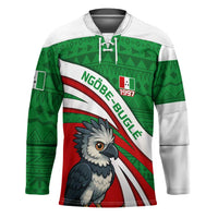 Indigenous Regions of Panama Ngabe-Bugle Hockey Jersey with Harpy Eagle Graphic and Green Red Tribal Pattern 1997 - Wonder Print Shop