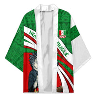 Indigenous Regions of Panama Ngabe-Bugle Kimono with Harpy Eagle Graphic and Green Red Tribal Pattern 1997 - Wonder Print Shop